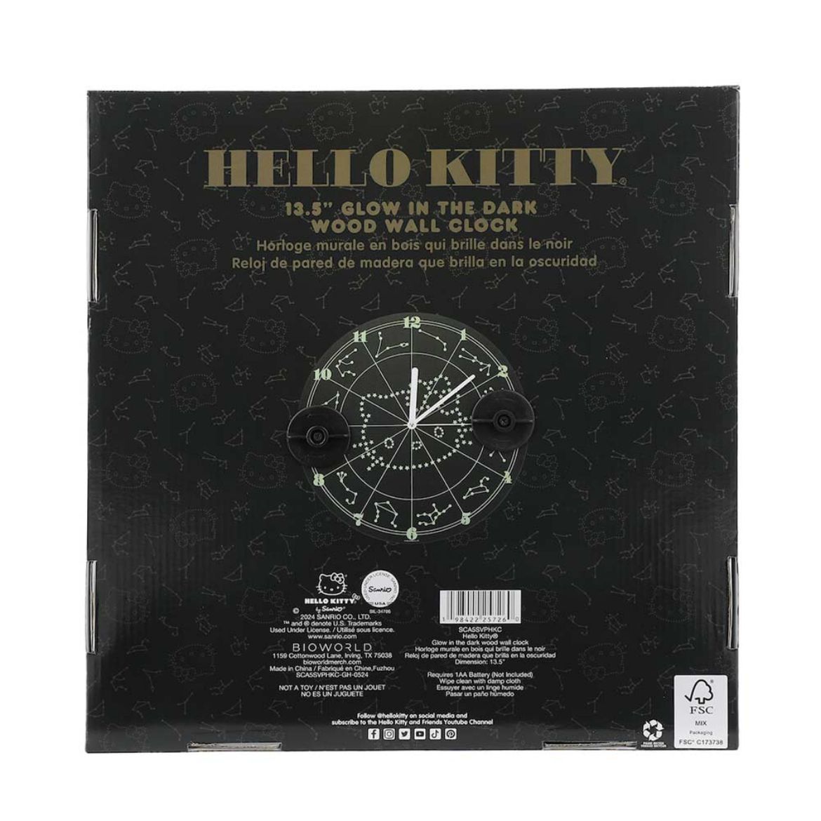 Hello Kitty Glow In The Dark Zodiac Wall Clock, 13.5 Inch