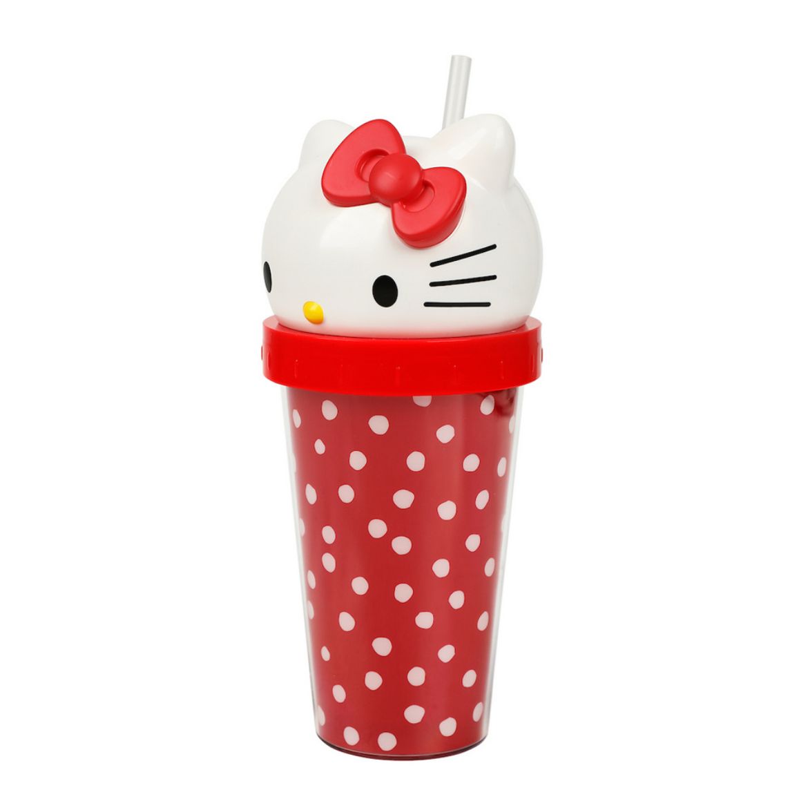 Hello Kitty 3D Face Travel Tumbler, Dots, 16 Oz