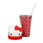 Hello Kitty 3D Face Travel Tumbler, Dots, 16 Oz
