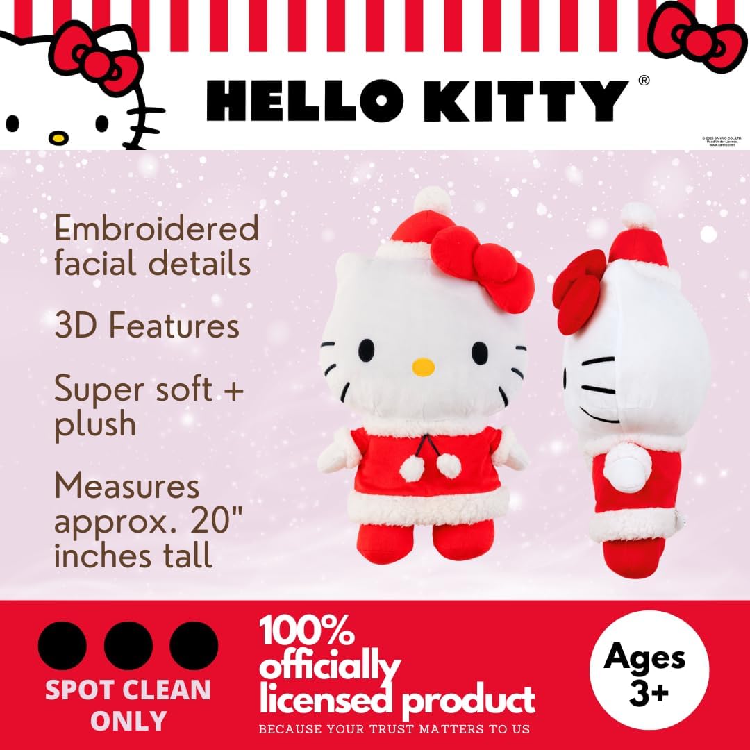 Hello Kitty Holiday Plush Cuddle Pillow Buddy, 20 Inch