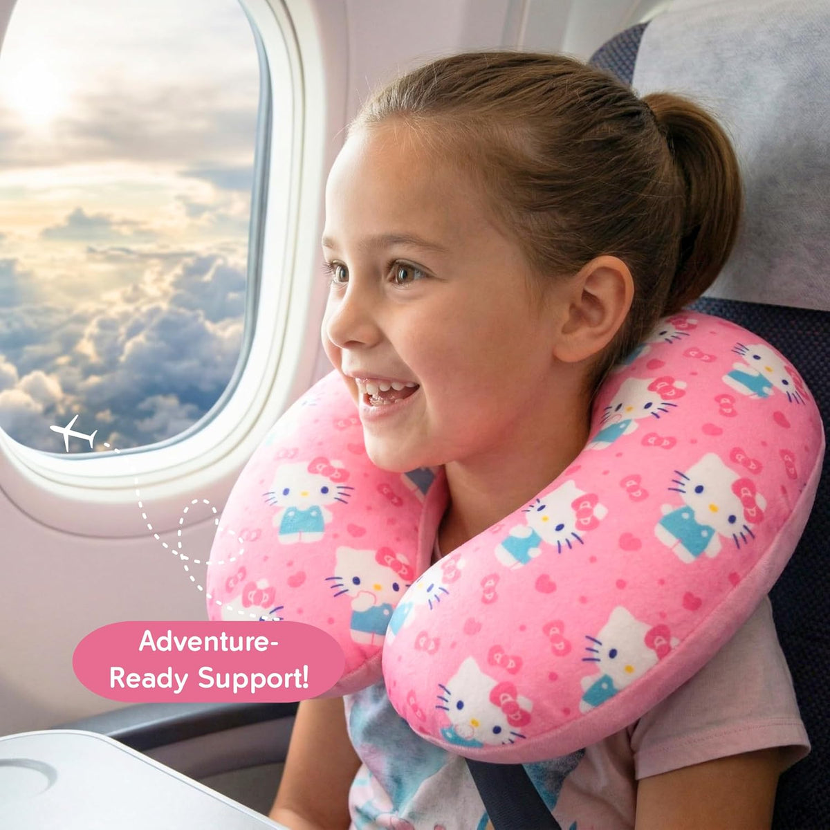 Hello Kitty Travel Neck Pillow, Bows and Hearts
