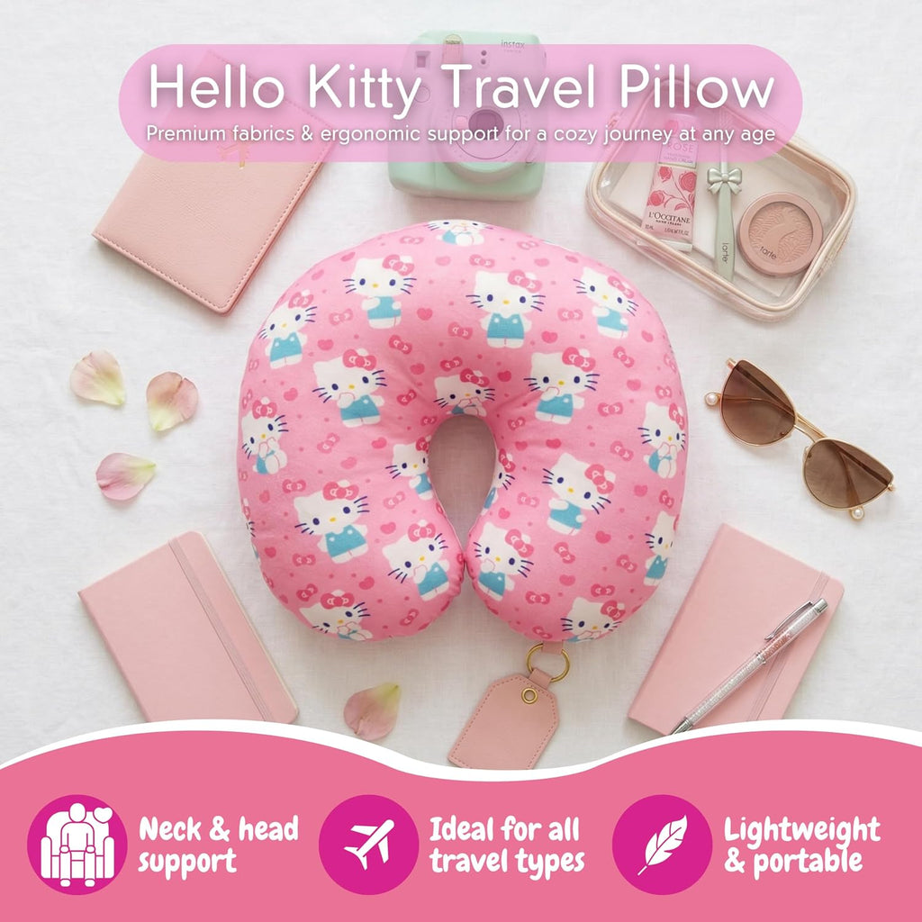 Hello Kitty Travel Neck Pillow, Bows and Hearts