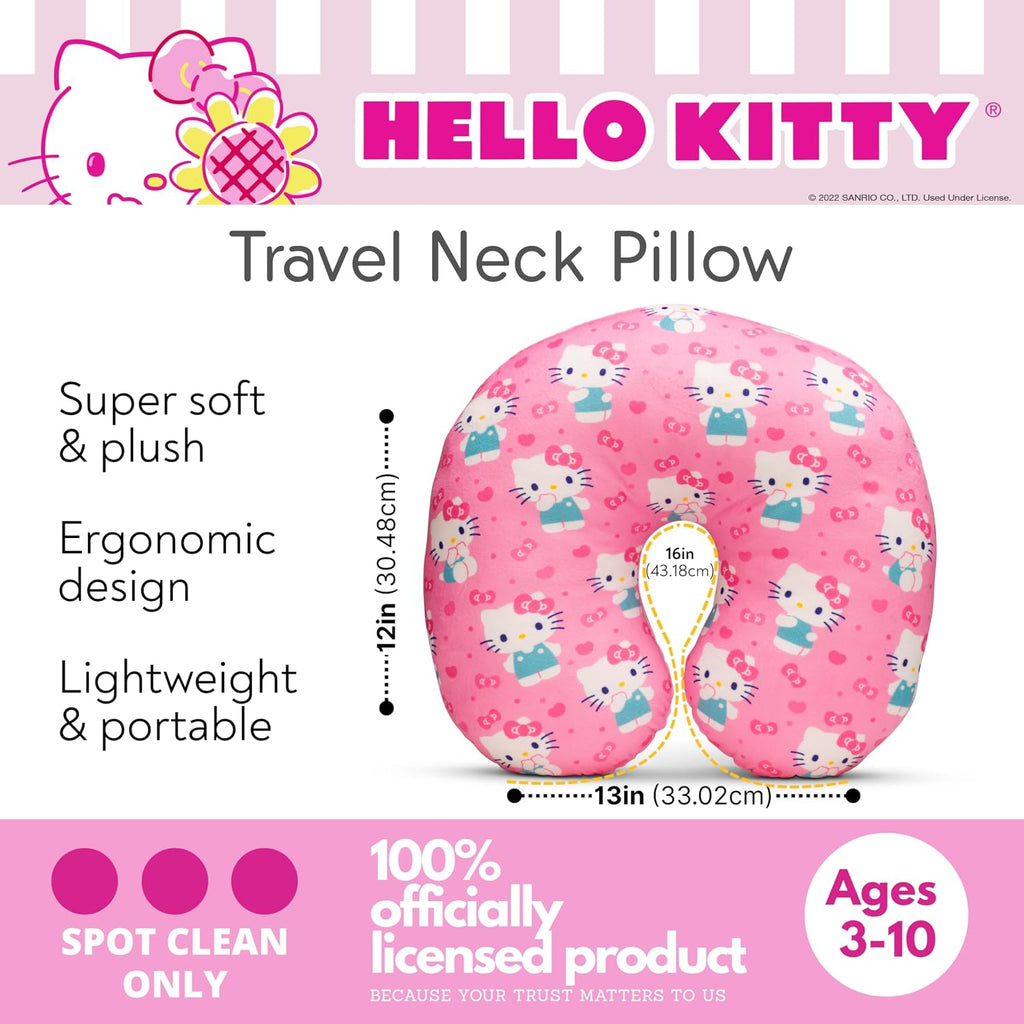 Hello Kitty Travel Neck Pillow, Bows and Hearts