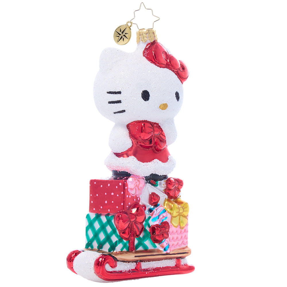 Hello Kitty X Christopher Radko Handmade Glass Ornament, Happy Holidays