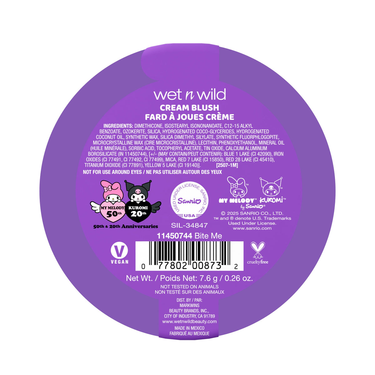 My Melody and Kuromi x Wet n Wild Swirl Cream Blush, Kuromi