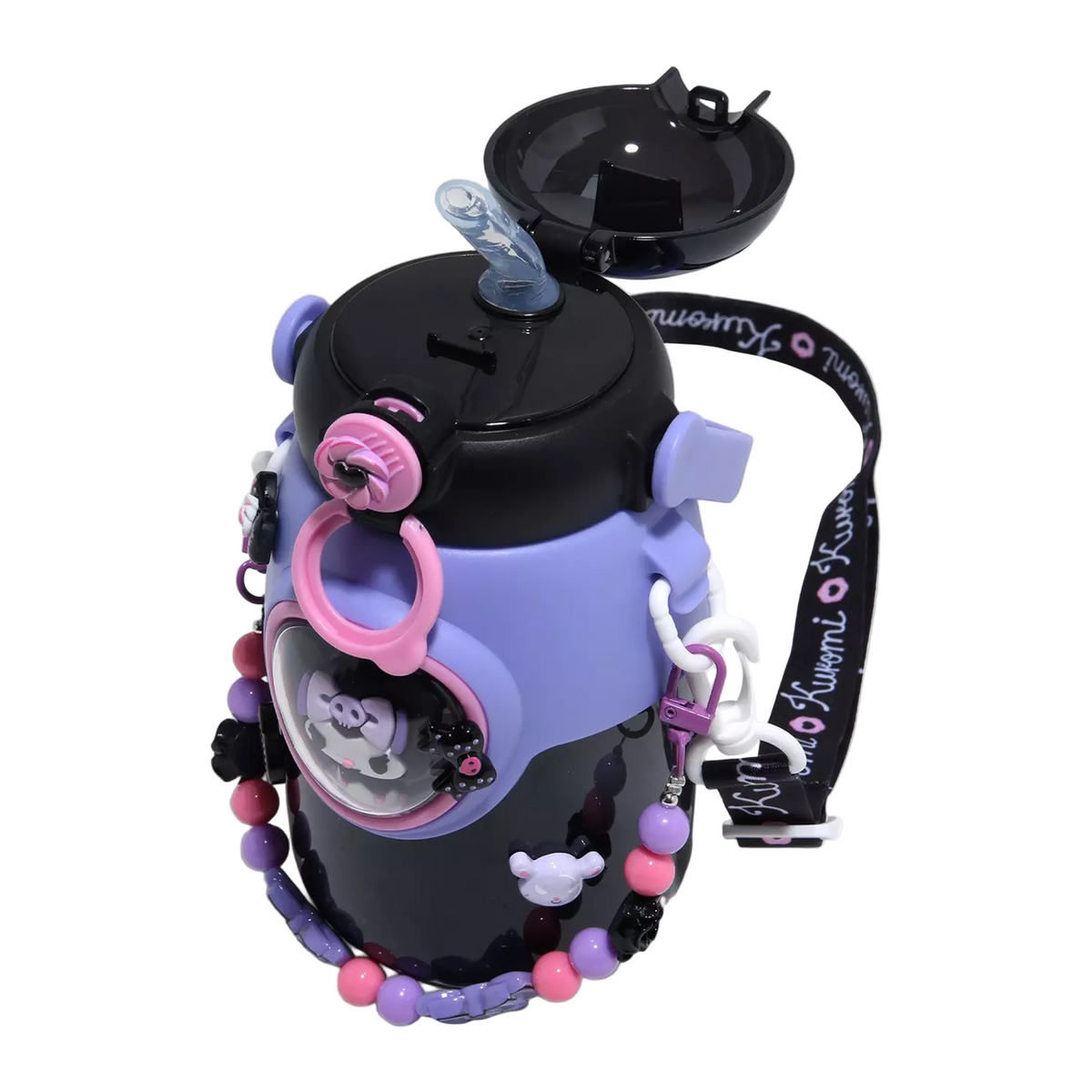 Kuromi Travel Water Bottle with Lanyard