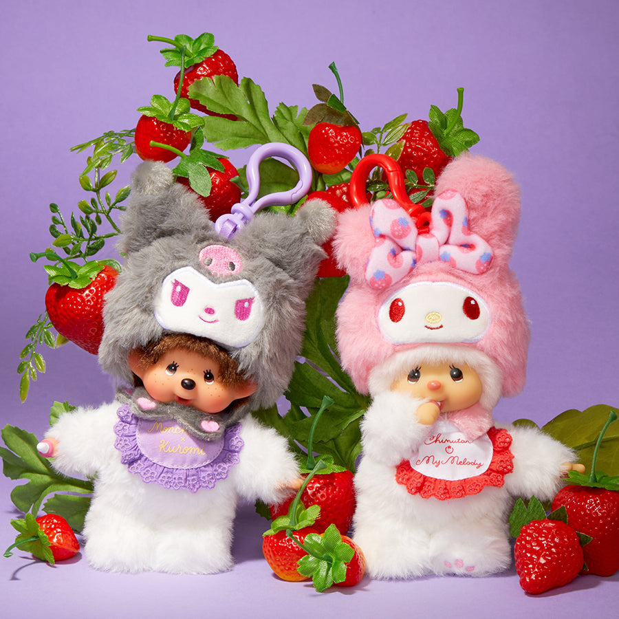 Kuromi Monchhichi Collaboration Plush Mascot Keychain