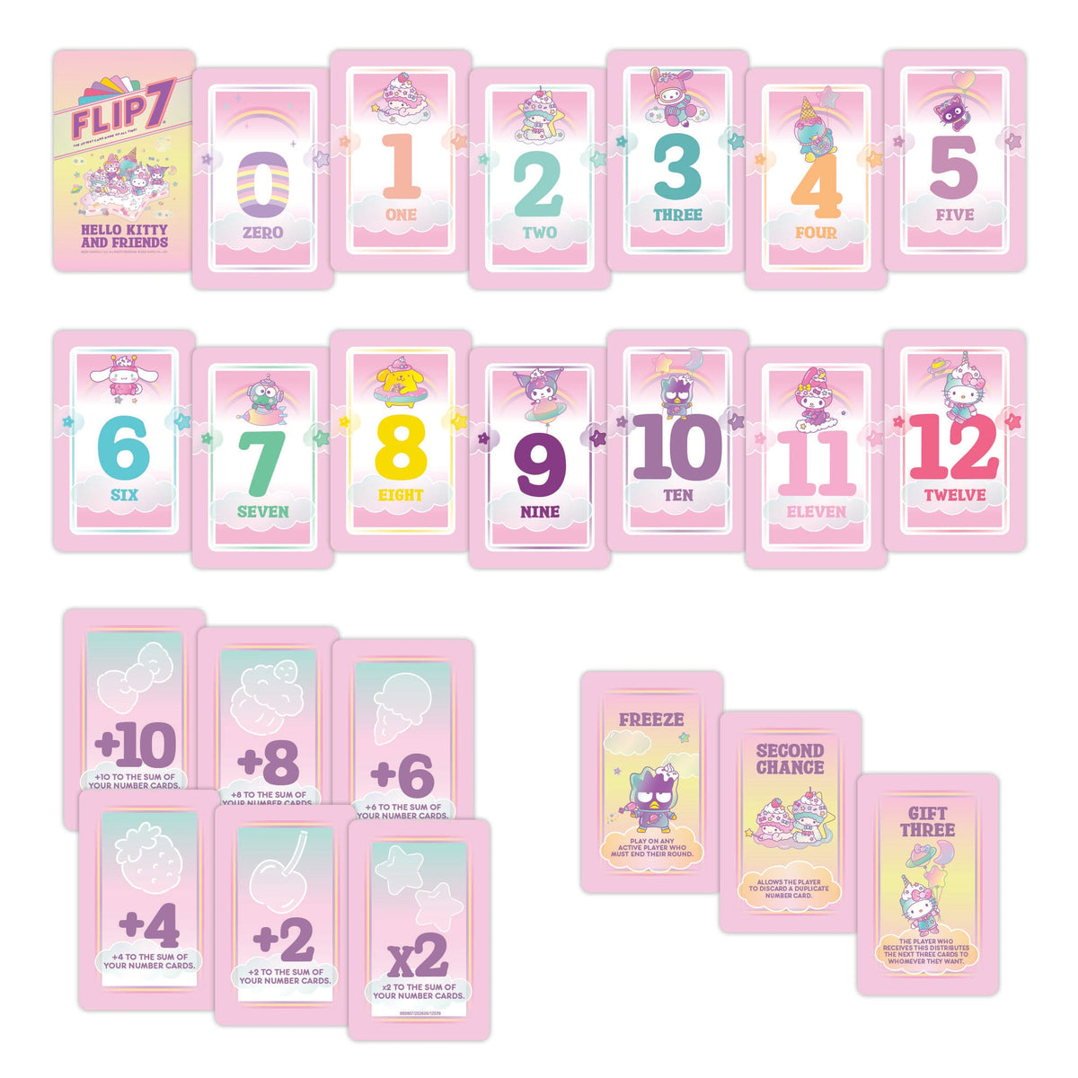 Hello Kitty and Friends Flip Seven Card Game