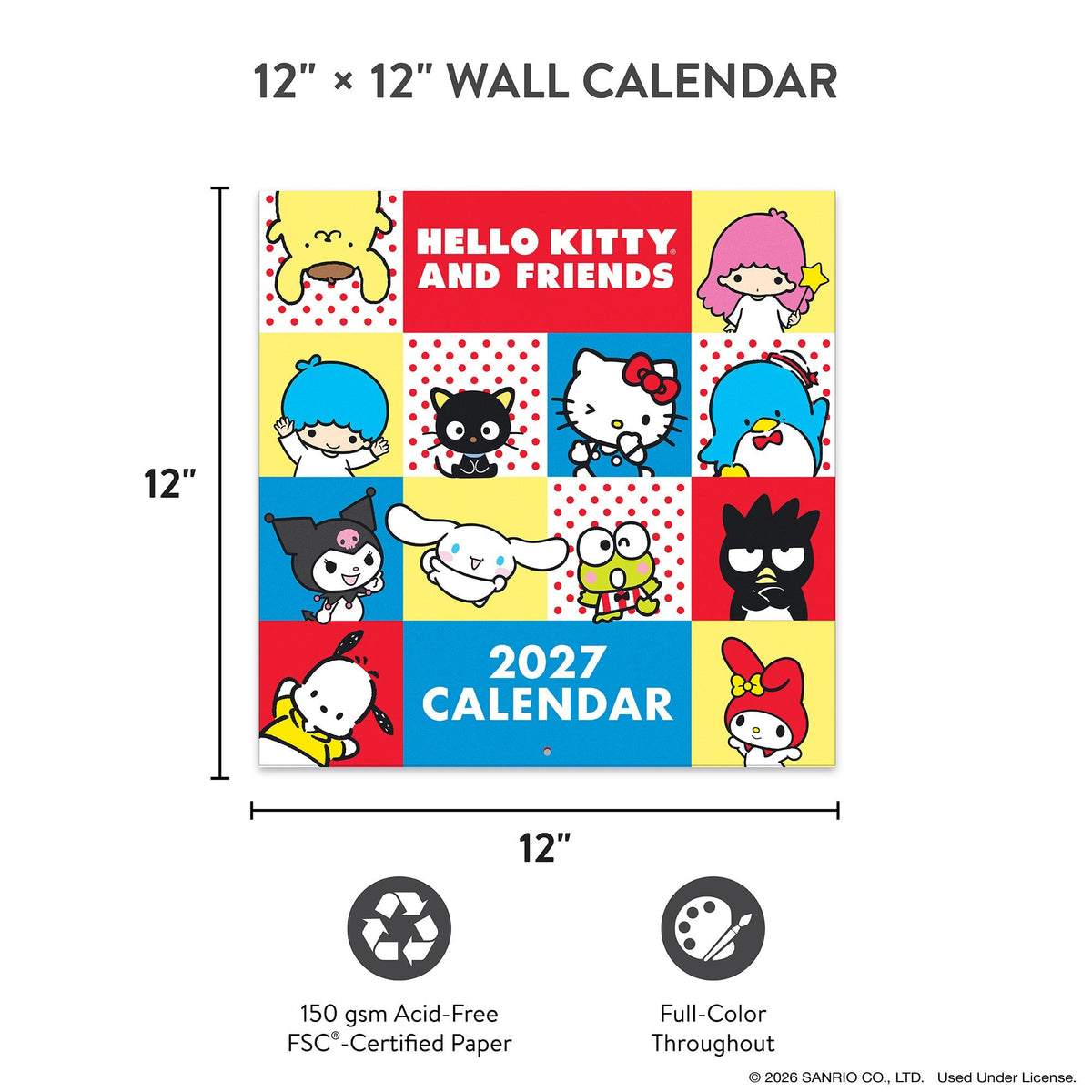 Hello Kitty and Friends 2027 Retro Hanging Wall Calendar