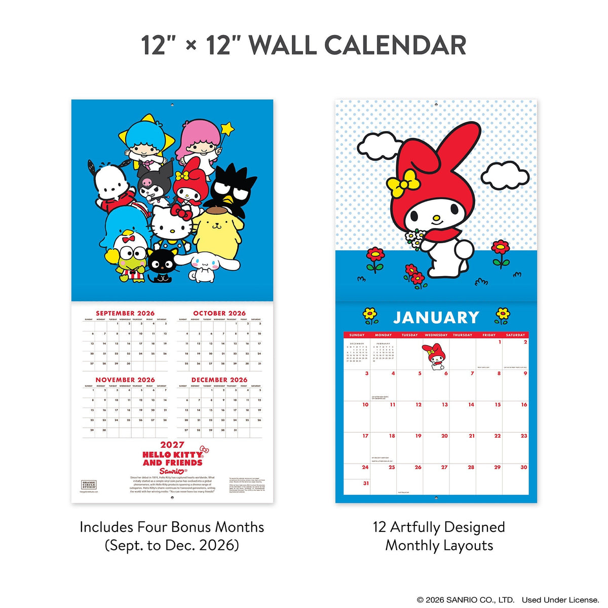 Hello Kitty and Friends 2027 Retro Hanging Wall Calendar