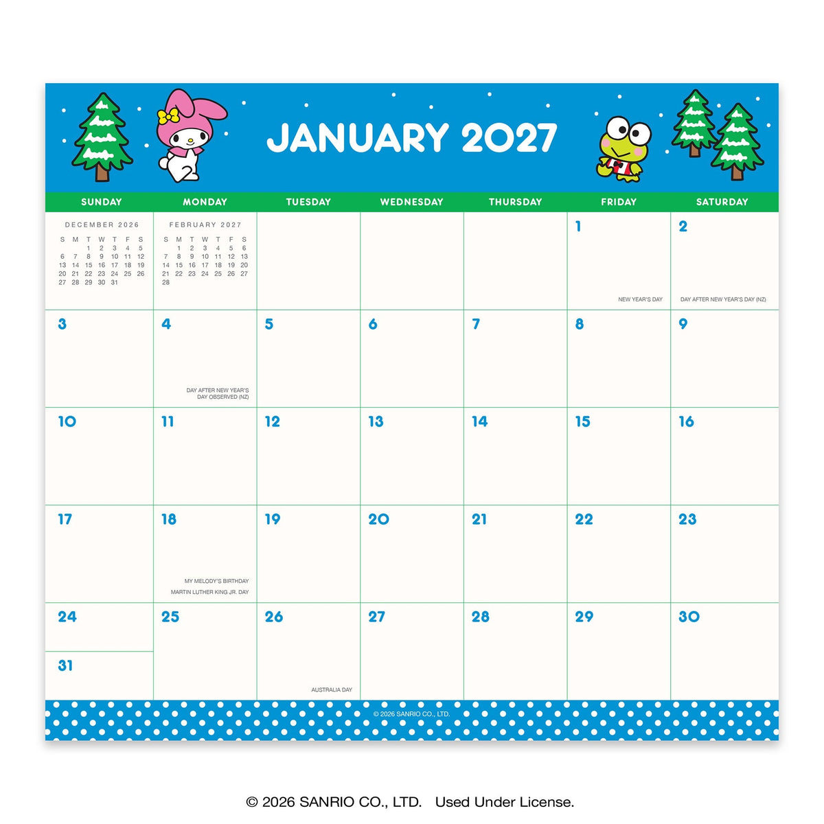 Hello Kitty and Friends 2027 Retro Magnetic Monthly Calendar Pad