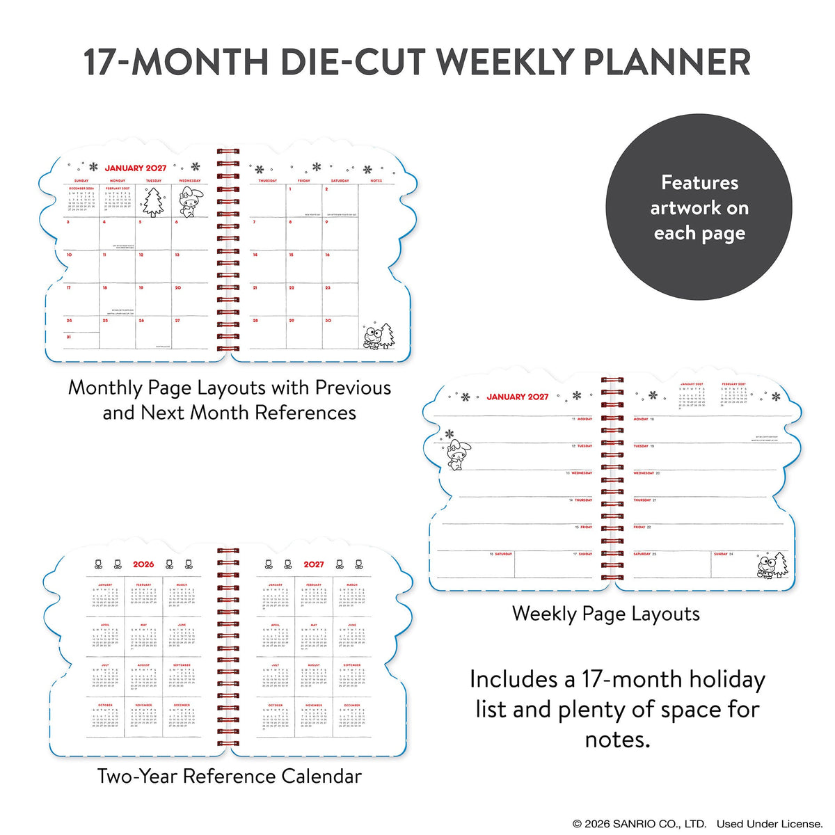 Hello Kitty and Friends 2027 Retro Die Cut Weekly Planner