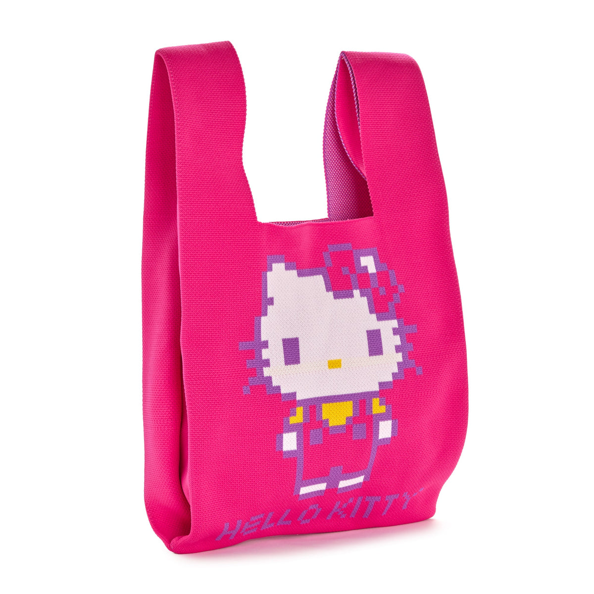 Hello Kitty Pink Knit Shopper Tote Bag, Retro Pixel Series