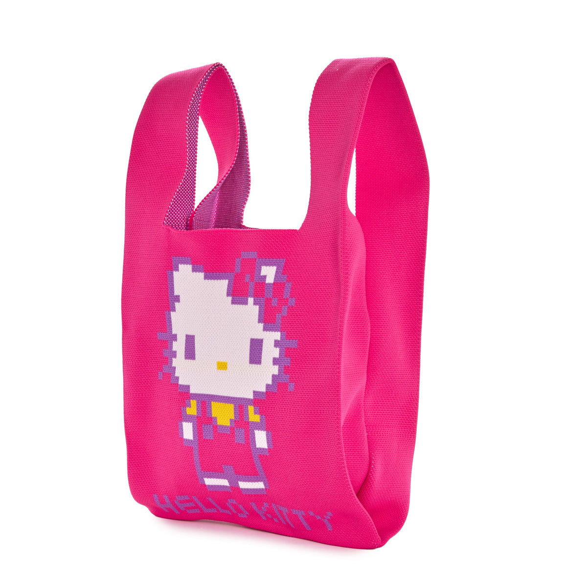 Hello Kitty Pink Knit Shopper Tote Bag, Retro Pixel Series