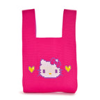 Hello Kitty Pink Knit Shopper Tote Bag, Retro Pixel Series