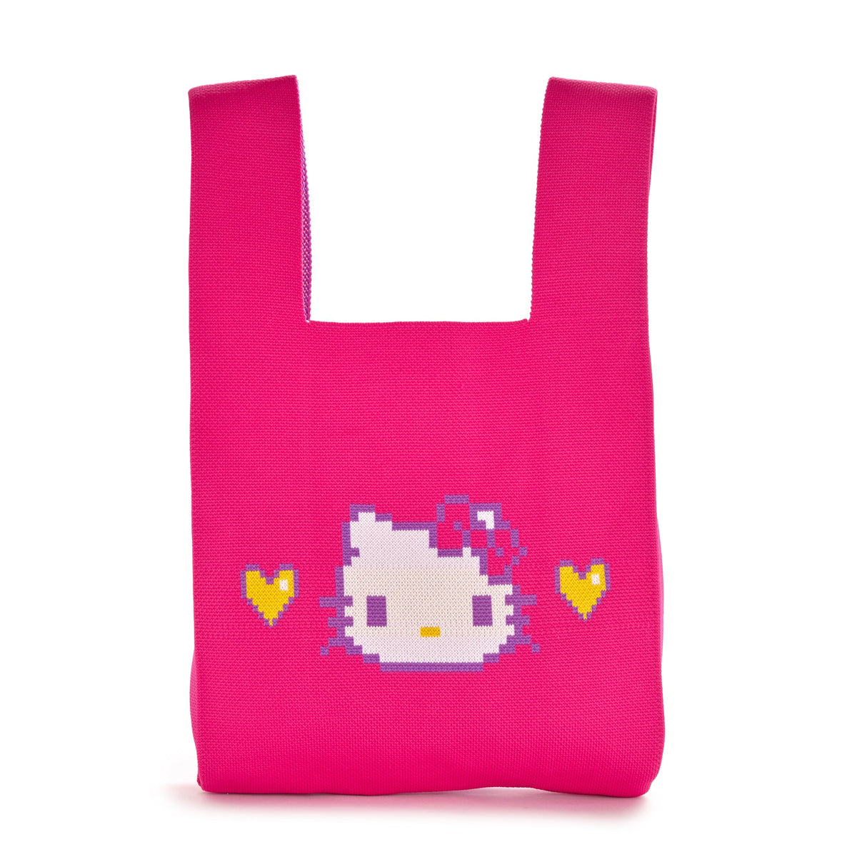 Hello Kitty Pink Knit Shopper Tote Bag, Retro Pixel Series