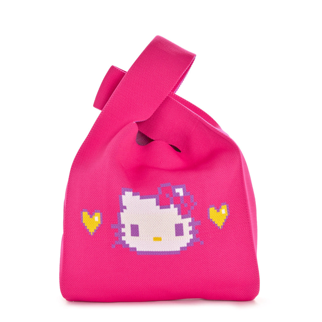 Hello Kitty Pink Knit Shopper Tote Bag, Retro Pixel Series