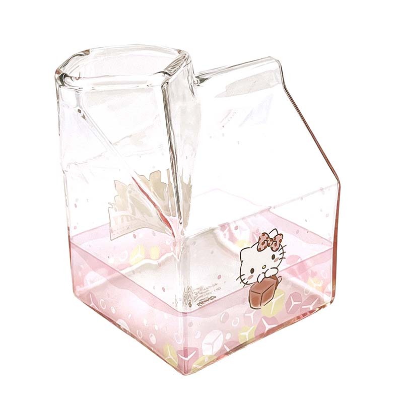 Hello Kitty Kawaii Glass Milk Carton Tumbler