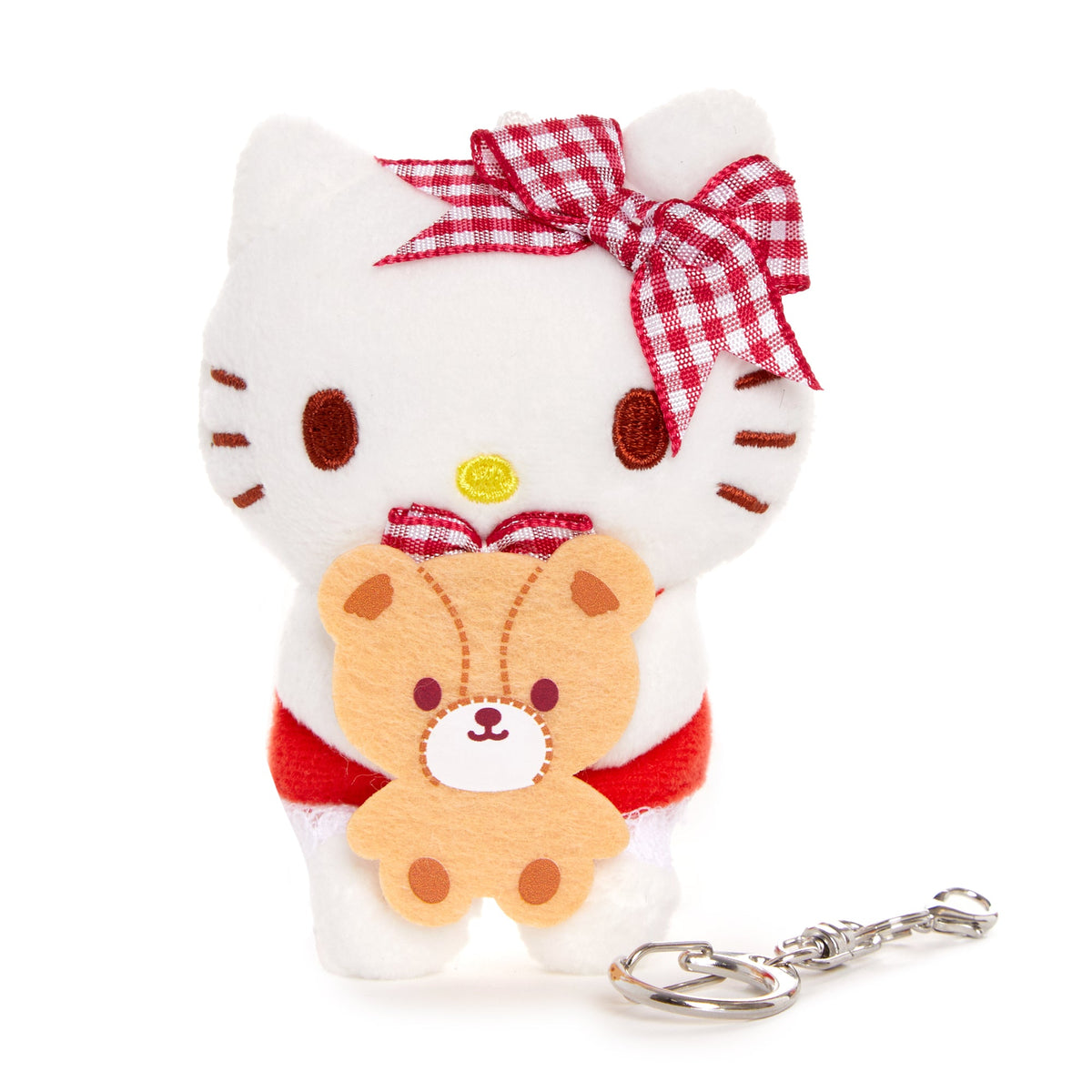 Hello Kitty Plush Mascot Keychain, Red Gingham