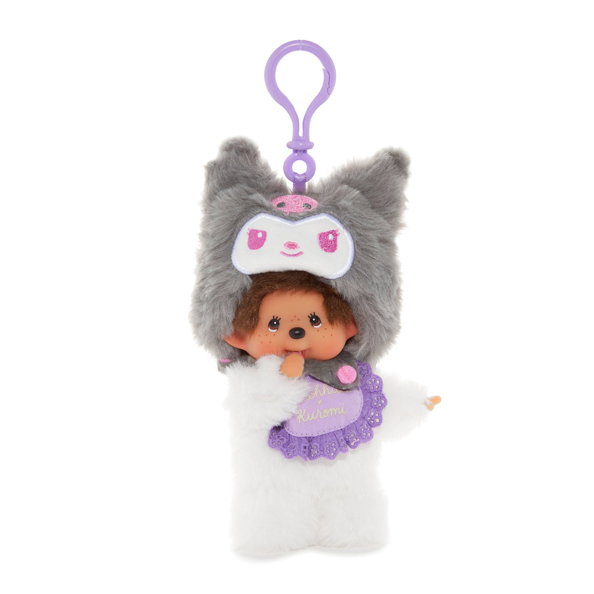 Kuromi Monchhichi Collaboration Plush Mascot Keychain
