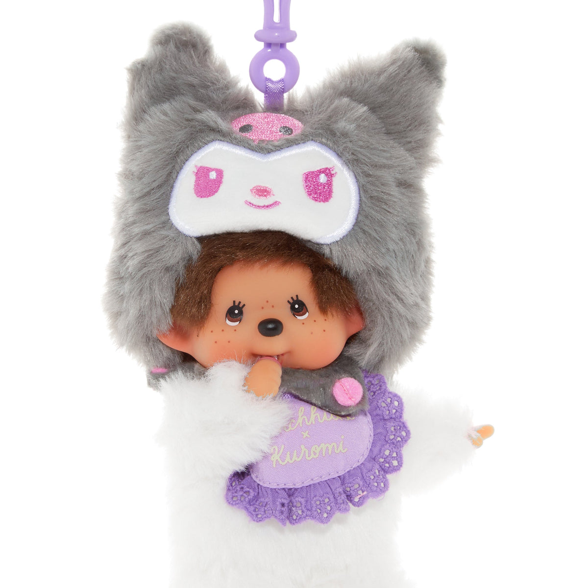 Kuromi Monchhichi Collaboration Plush Mascot Keychain