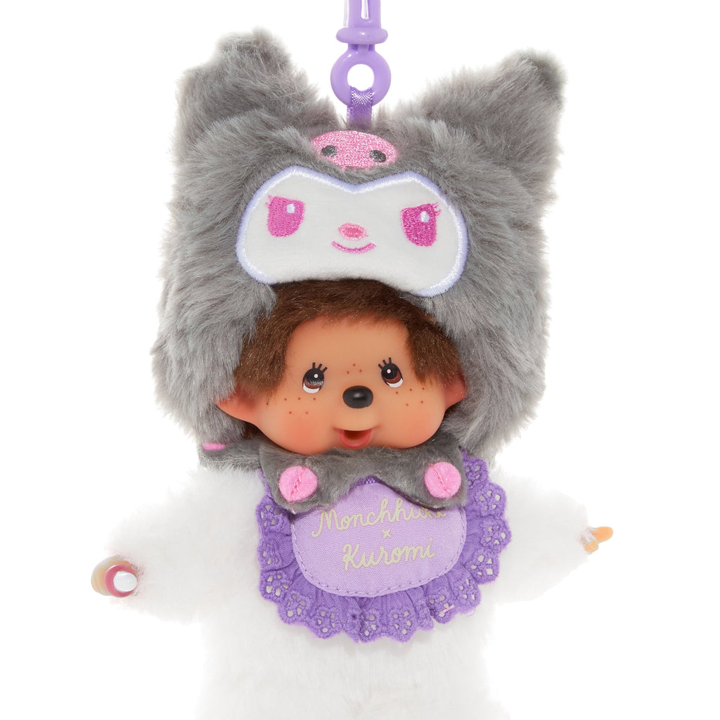 Kuromi Monchhichi Collaboration Plush Mascot Keychain