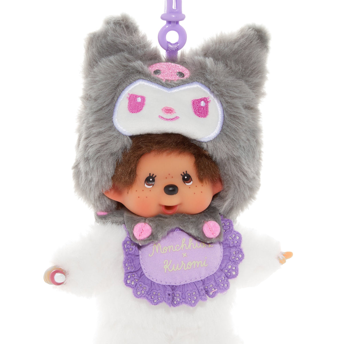 Kuromi Monchhichi Collaboration Plush Mascot Keychain