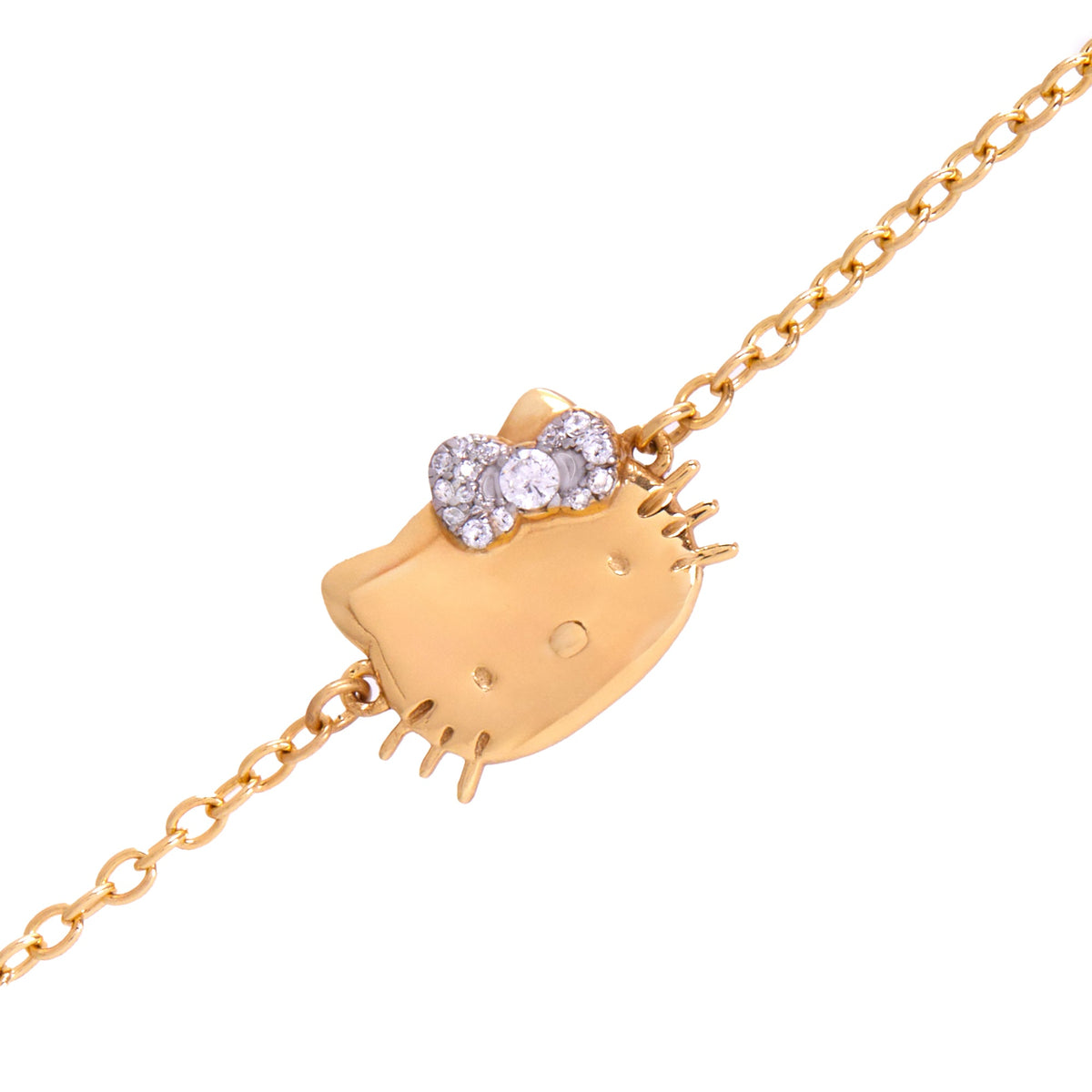Hello Kitty Gold Tone Sparkle Bow Bracelet