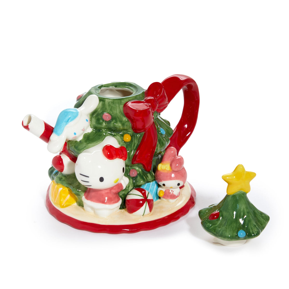 Hello Kitty and Friends Hand-Painted Ceramic Holiday Tree Teapot