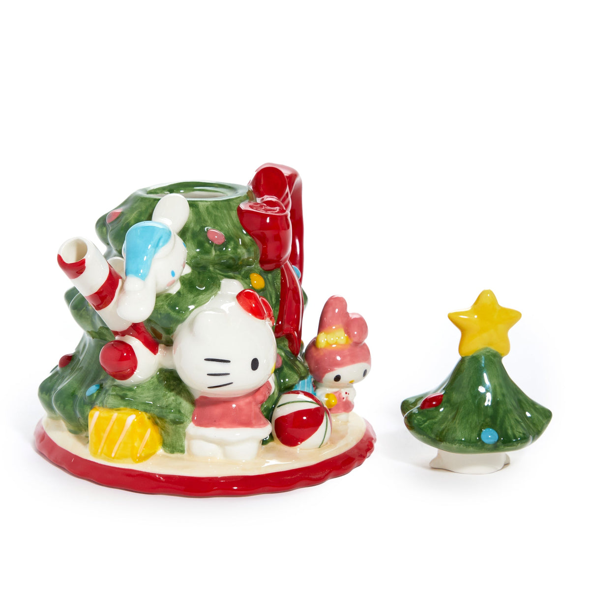 Hello Kitty and Friends Hand-Painted Ceramic Holiday Tree Teapot