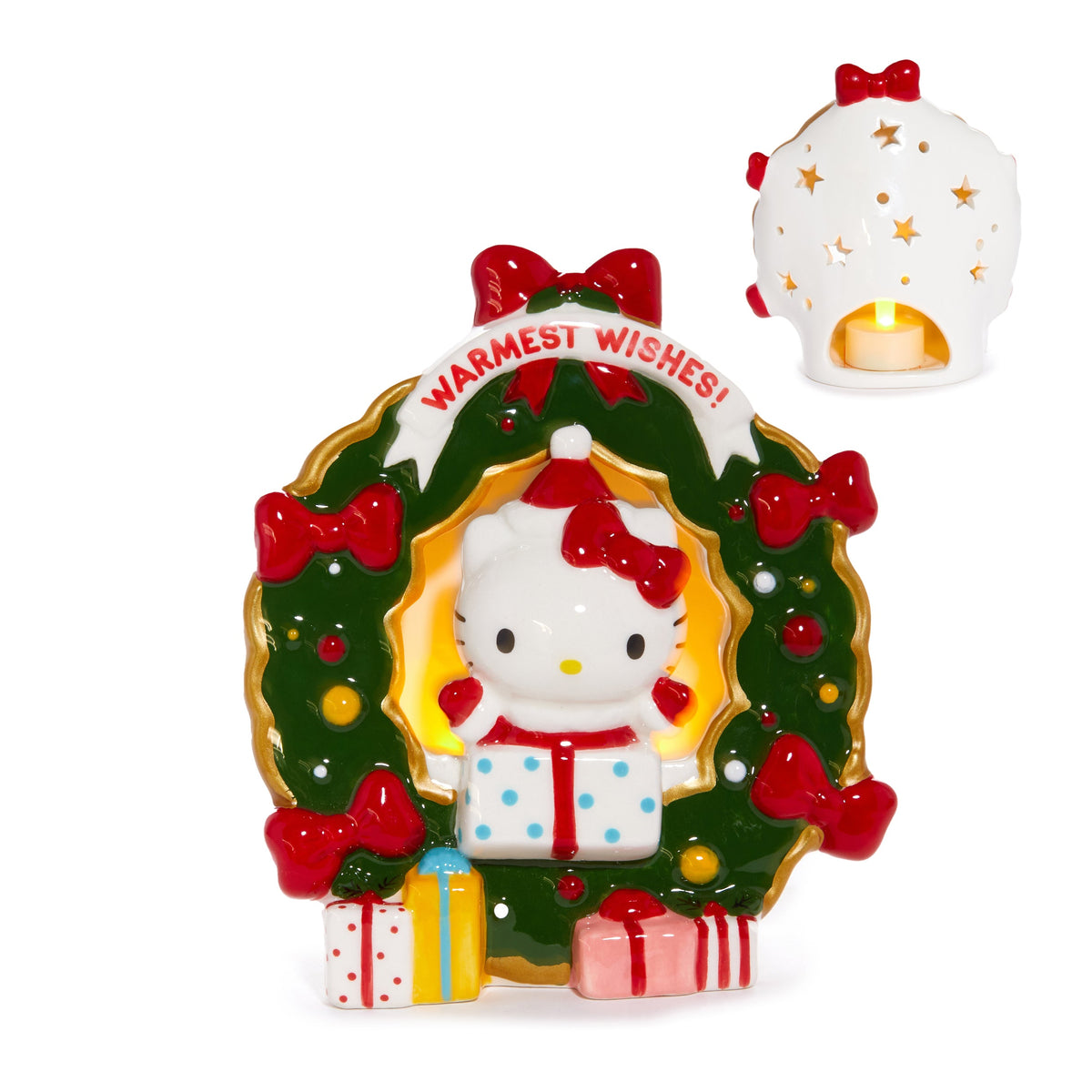 Hello Kitty Holiday Wreath Ceramic Tealight Candle Holder