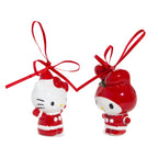 Hello Kitty and My Melody Santa Suit Holiday Ceramic Ornament Set of 2