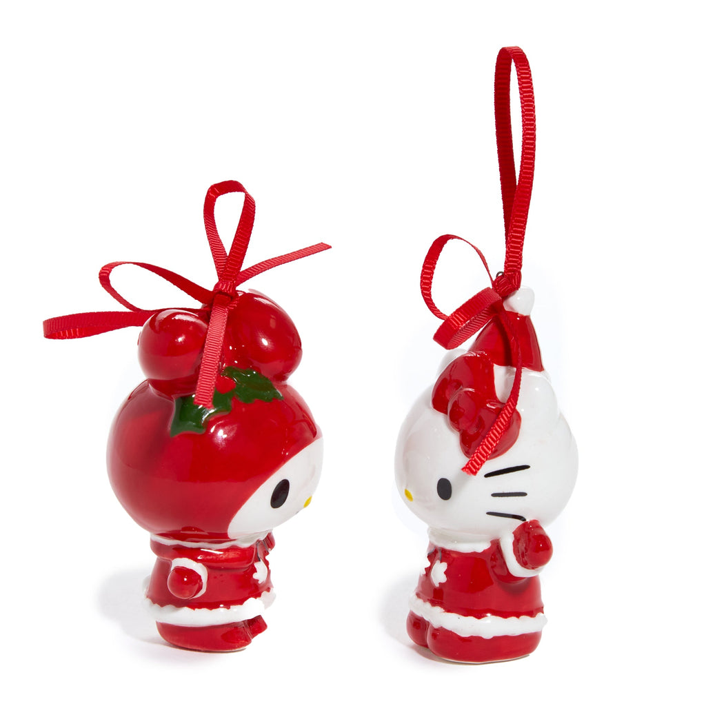 Hello Kitty and My Melody Santa Suit Holiday Ceramic Ornament Set of 2