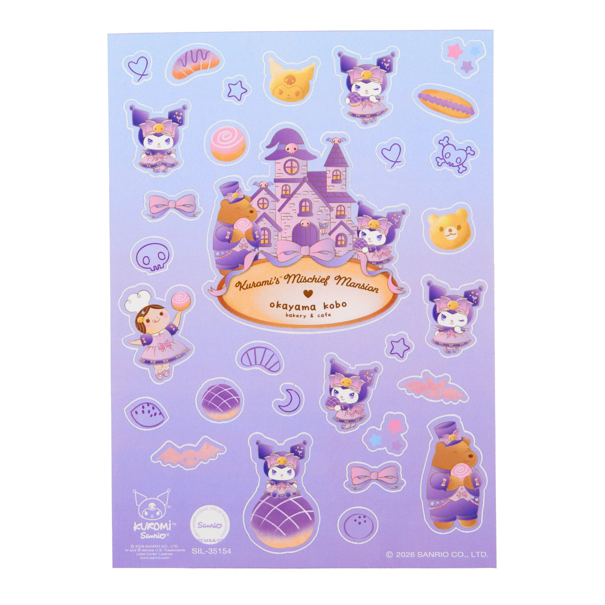 Kuromi x Okayama Kobo Sticker Sheet (Mischief Mansion)