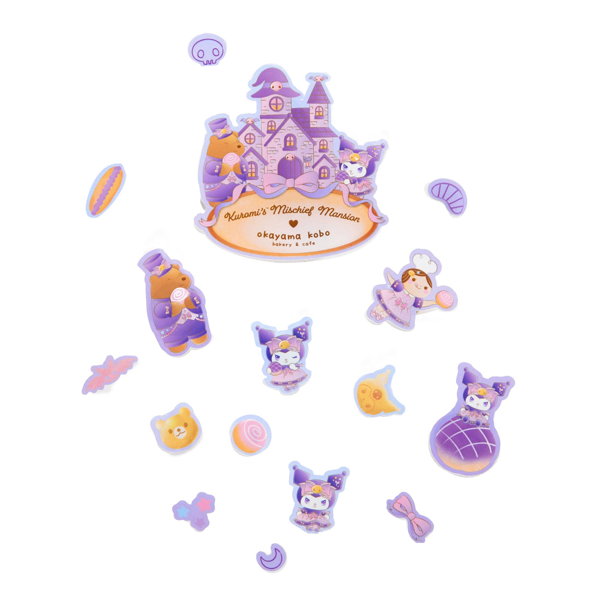 Kuromi x Okayama Kobo Sticker Sheet, Mischief Mansion