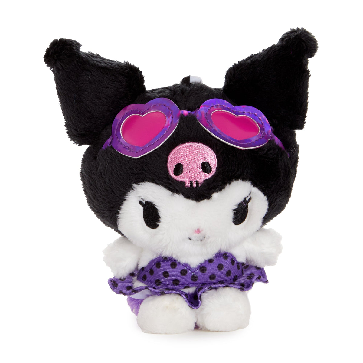 Kuromi Plush Mascot Clip in Heart Sunglasses, Summer Swim Series