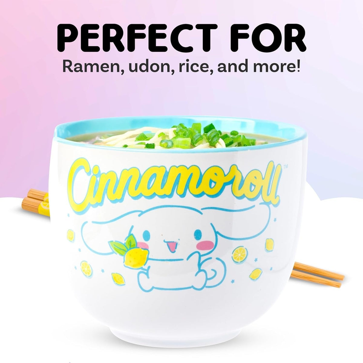 Cinnamoroll Ceramic Ramen Bowl, Chopstick and Spoon Set, Lemons