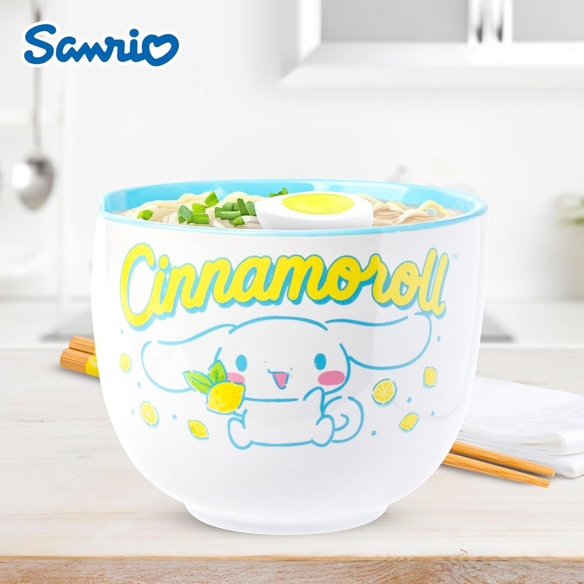 Cinnamoroll Ceramic Ramen Bowl, Chopstick and Spoon Set, Lemons