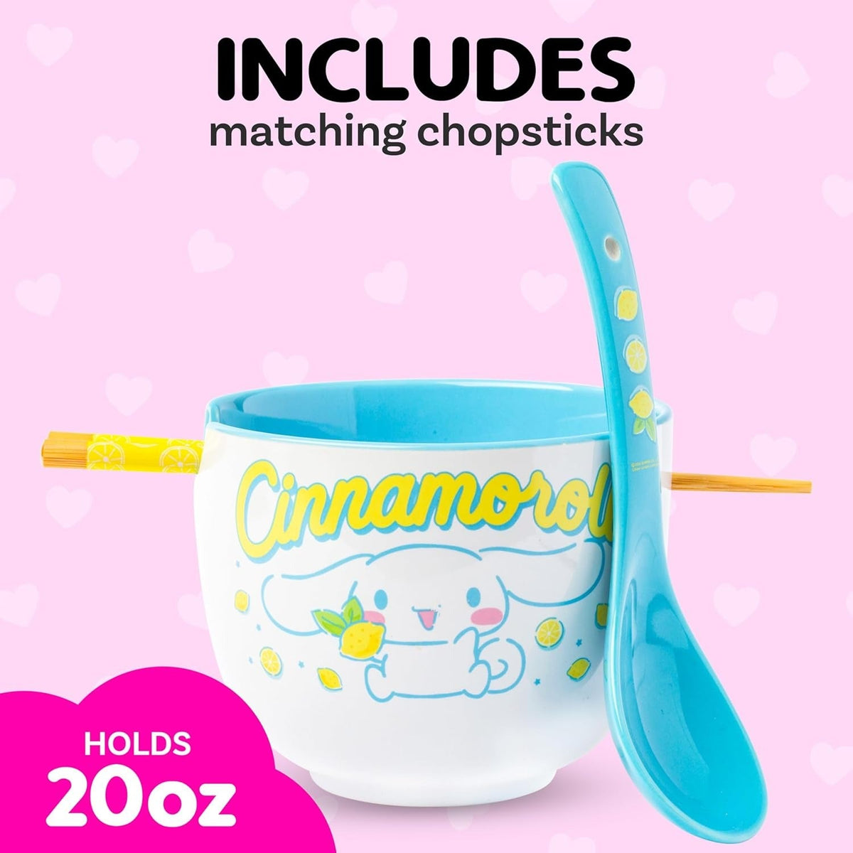 Cinnamoroll Ceramic Ramen Bowl, Chopstick and Spoon Set, Lemons