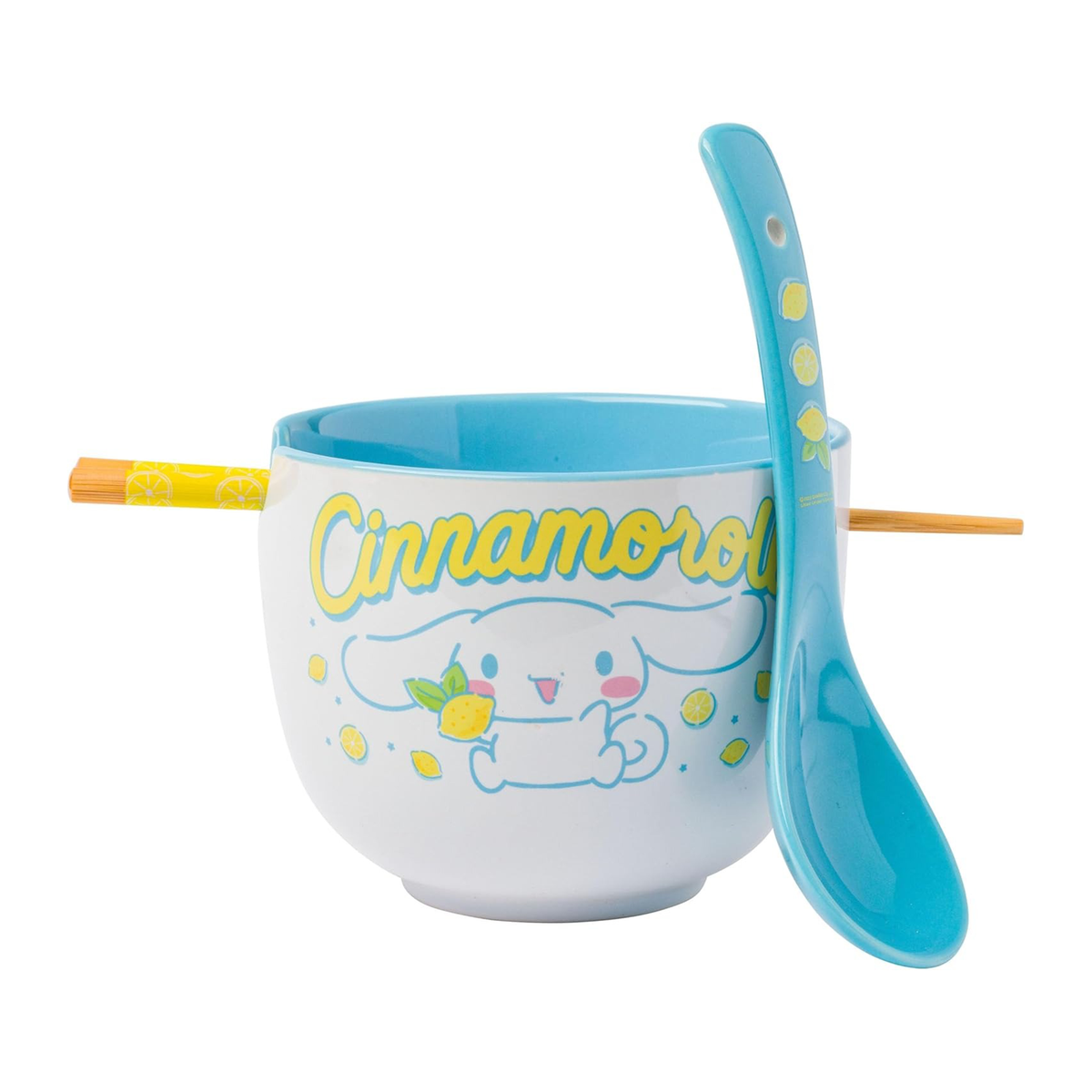 Cinnamoroll Ceramic Ramen Bowl and Chopstick & Spoon Set (Lemons)