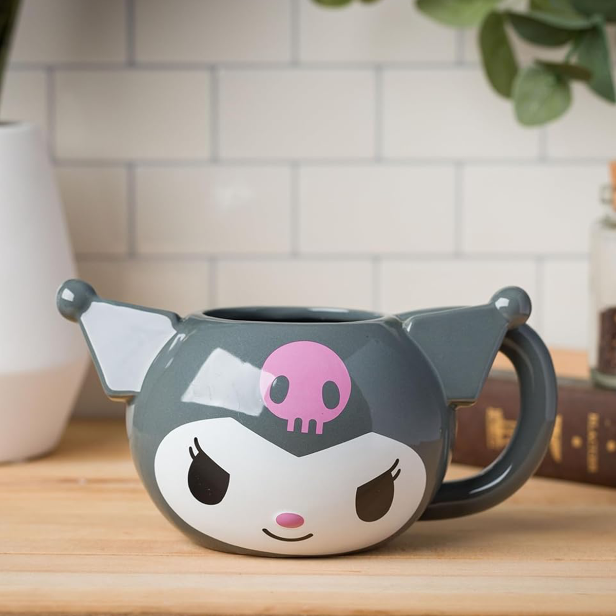 Kuromi Gray Face Sculpted Ceramic Mug