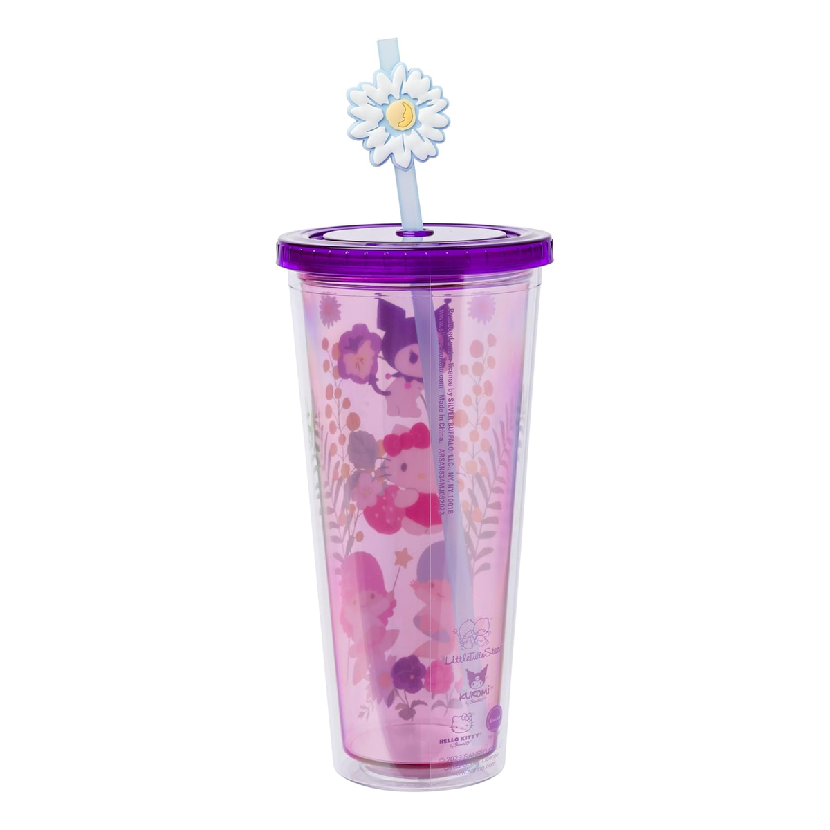 Hello Kitty and Friends 24 oz Floral Travel Tumbler with Straw