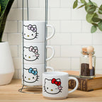 Hello Kitty Winking Hearts 4 Piece Ceramic Mug Stack With Rack