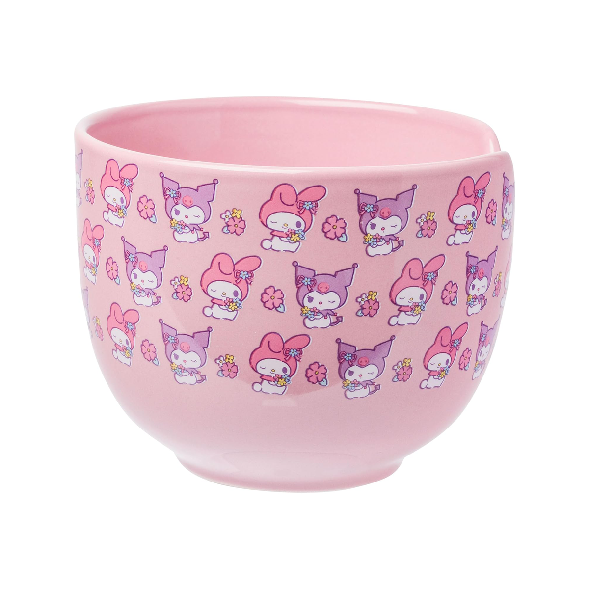 My Melody and Kuromi Ceramic Ramen Bowl and Chopstick Set, Pastel Flowers