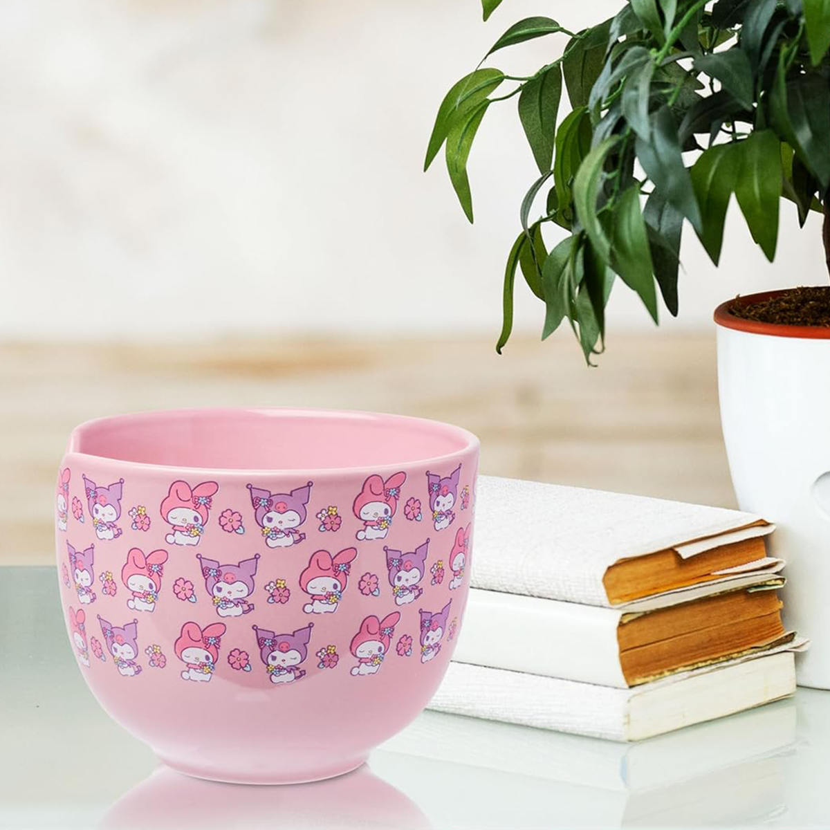 My Melody and Kuromi Ceramic Ramen Bowl and Chopstick Set, Pastel Flowers