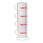 Hello Kitty Expressions 4 Piece Ceramic Mug Stack With Rack