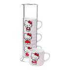 Hello Kitty Expressions 4 Piece Ceramic Mug Stack With Rack