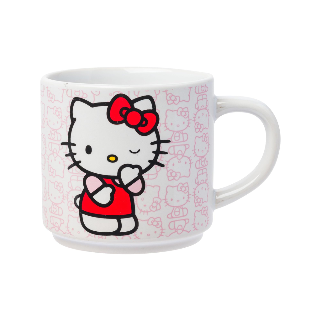Hello Kitty Expressions 4 Piece Ceramic Mug Stack With Rack