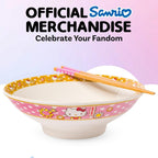 Hello Kitty Ceramic Noodle Bowl and Chopstick Set, Golden Flowers