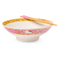 Hello Kitty Ceramic Noodle Bowl and Chopstick Set (Golden Flowers)